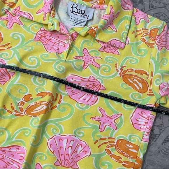 Lilly Pulitzer | Vintage Print: Sunrise Sandbar Crab Polo Shirt | Girls Small - Picture 4 of 6
